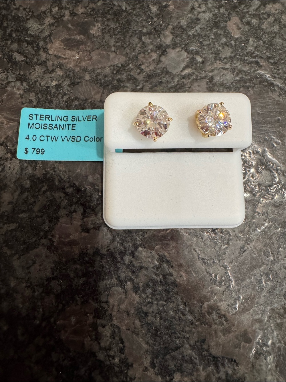 Sterling Silver Moissanite Stud Earrings - Clear (4.0 CTW) 14k Gold over 925